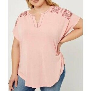 HAYDEN Blush Pink Knit Top with Stitching on shoulders! NWT! Size 3XL, 3X